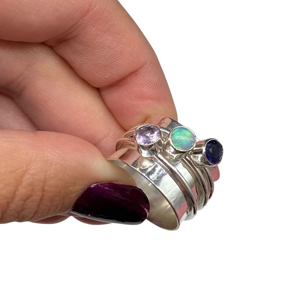 NEW Elegant Silver Stacking Rings Set - Picture 3 of 10